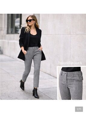 Express Ankle High Rise Black & White Houndstooth Ankle Pants 8